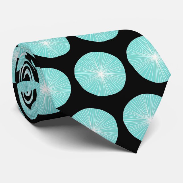 Mint Green and Black Retro Style  Neck Tie (Rolled)