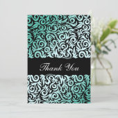Mint Green and Black Swirling Border Wedding Invitation (Standing Front)