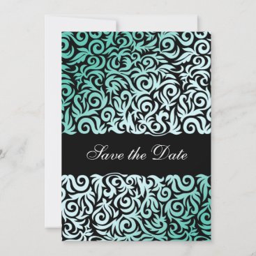 Mint Green and Black Swirling Border Wedding Save The Date
