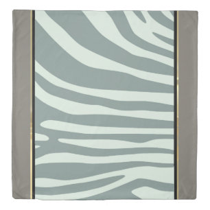 Mint green and black zebra print duvet cover