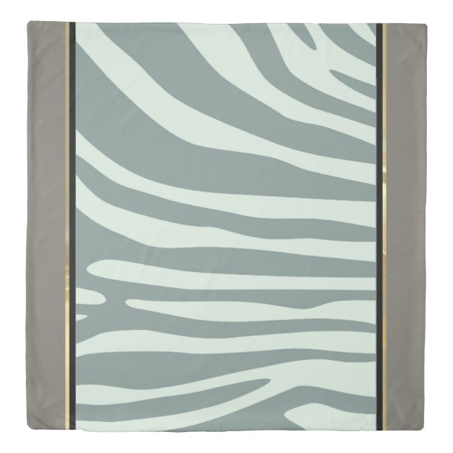 Mint green and black zebra print duvet cover (Front)