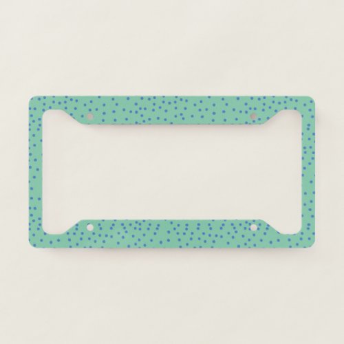 Mint Green and Blue Polka Dot Pattern   License Plate Frame