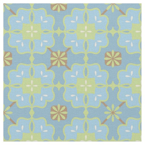 Mint Green and Blue | Pretty Floral Pattern Fabric