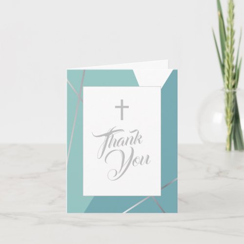 Mint Green and Blue Religious Thank You Card