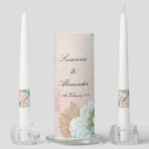 Mint Green and Blush Pink Boho Wedding Unity Candle Set