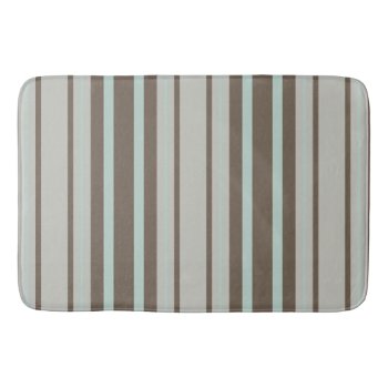 Mint Green And Brown Stripe Pattern Bathroom Mat by PaintedDreamsDesigns at Zazzle