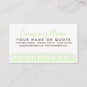 mint green and chocolate strokes loyalty punch card
