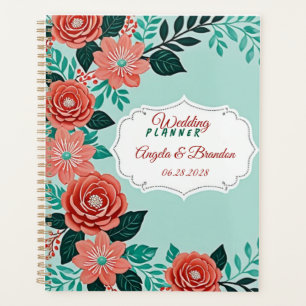 mint green and coral beach wedding planner
