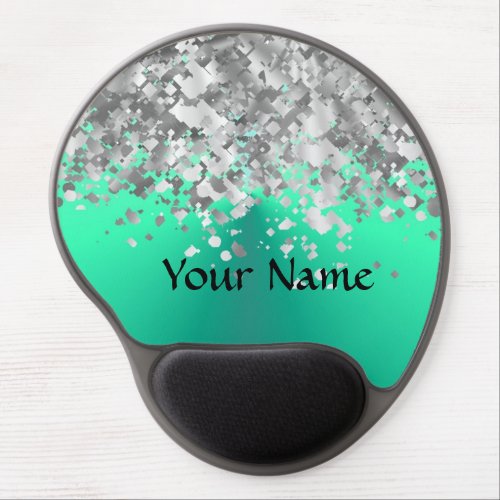 Mint green and faux glitter gel mouse pad