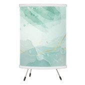 mint green and gold abstract print table lamp (Left)