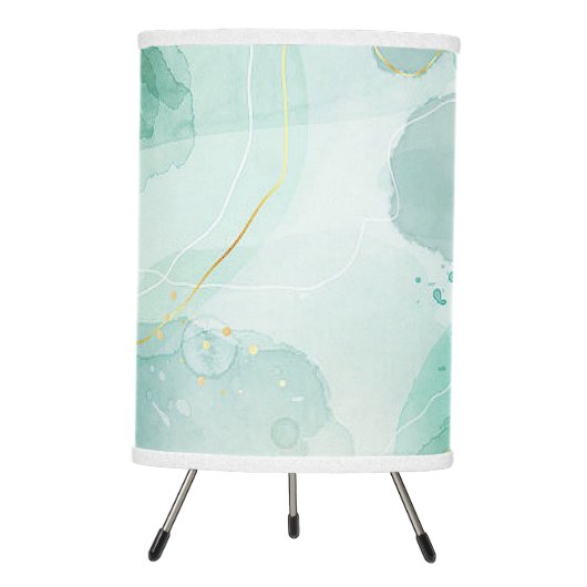 mint green and gold abstract print table lamp (Front)