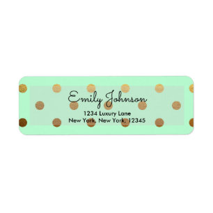 Mint Green and Gold Foil Polka Dots Label