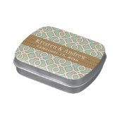 Mint Green and Gold Moroccan Wedding Favor Jelly Belly Candy Tin (Side)