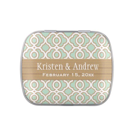 Mint Green And Gold Moroccan Wedding Favor Jelly Belly Candy Tin