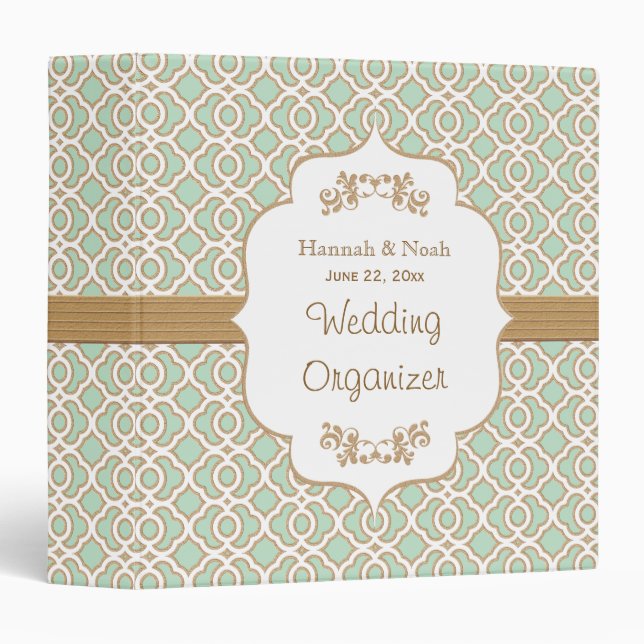 Mint Green and Gold Moroccan Wedding Planner Binder (Front/Spine)
