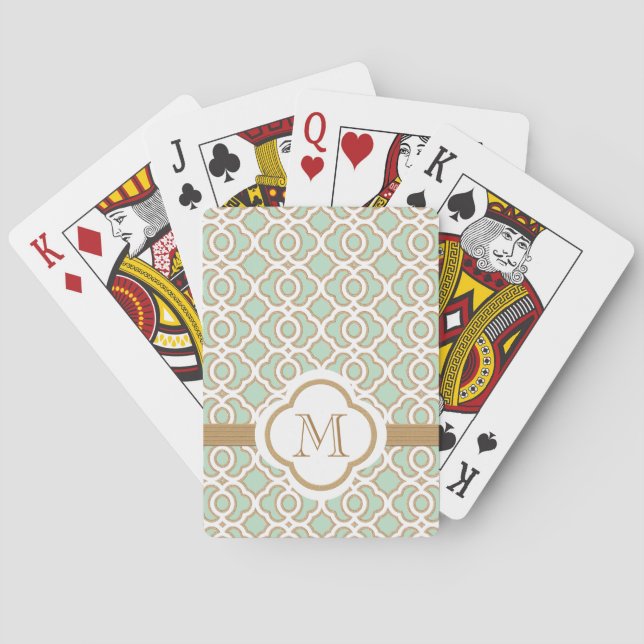 Mint Green and Gold Poker Cards (Back)