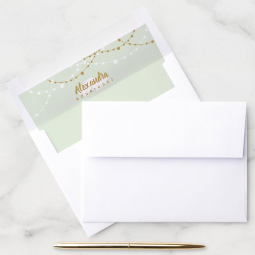 Mint Green and Gold Quinceanera Envelope Liner