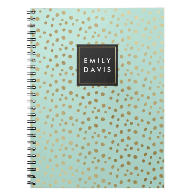 Mint Green and Gold Spots Notebook Zazzle
