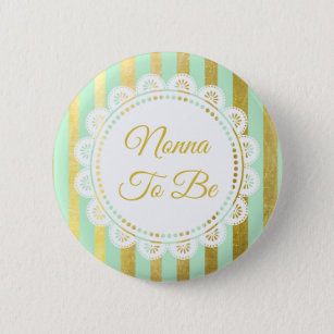 Mint Green and Gold Striped Nonna to Be Button