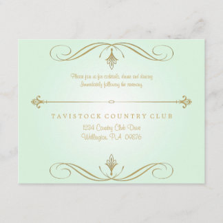 Mint Green and Gold Wedding Reception Card