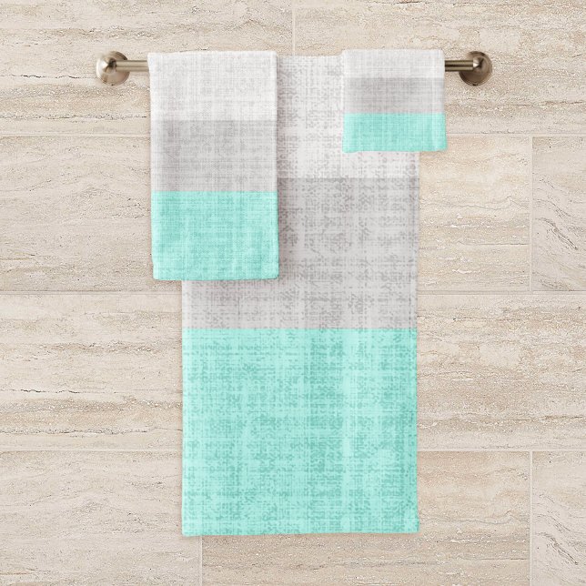 Mint Green and Gray Crosshatch Pattern, Bath Towel Set (Creator Uploaded)