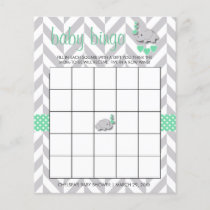 Mint Green and Gray Elephant Baby Shower Bingo