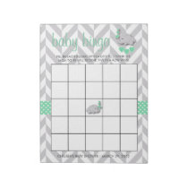 Mint Green and Gray Elephant Baby Shower Bingo Notepad