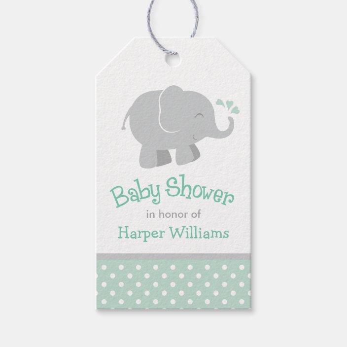 30 Personalized Baby Elephant Baby Shower Favor Scalloped Tags