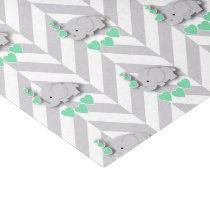 Mint Green and Gray Elephant Baby Shower Tissue Paper