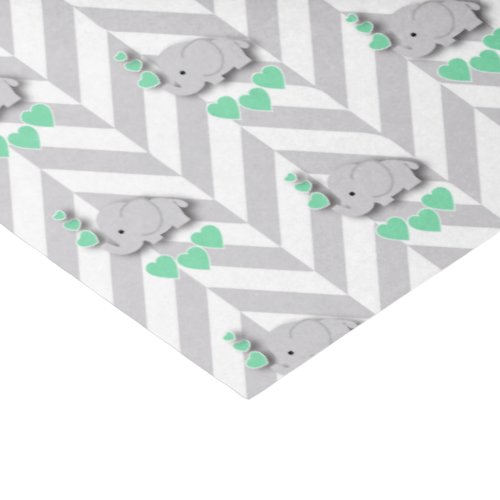 Mint Green and Gray Elephant Baby Shower Tissue Paper