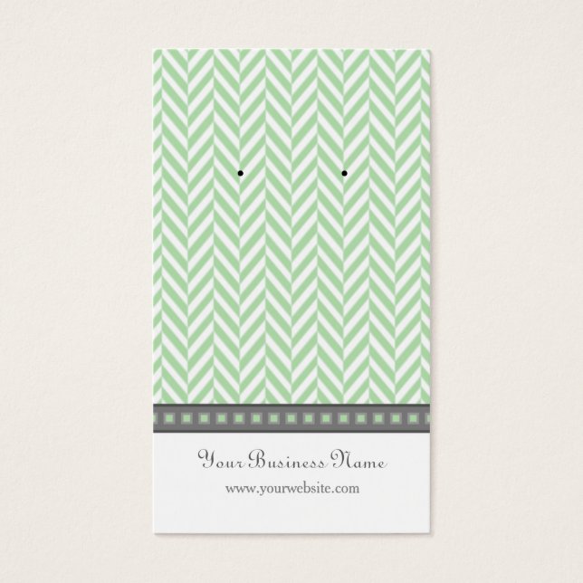 Mint Green and Gray Herringbone Earring Cards (Front)