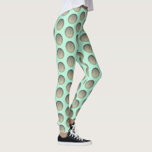 Mint Green and Gray Polka Dots Pattern Leggings
