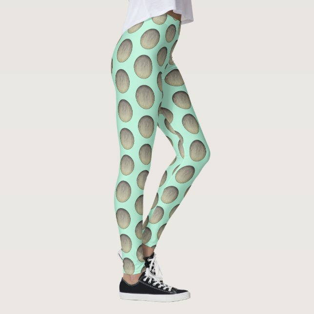 Mint Green and Gray Polka Dots Pattern Leggings (Right)