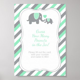 Mint Green and Gray Stripe Elephant -Instructions Poster | Zazzle