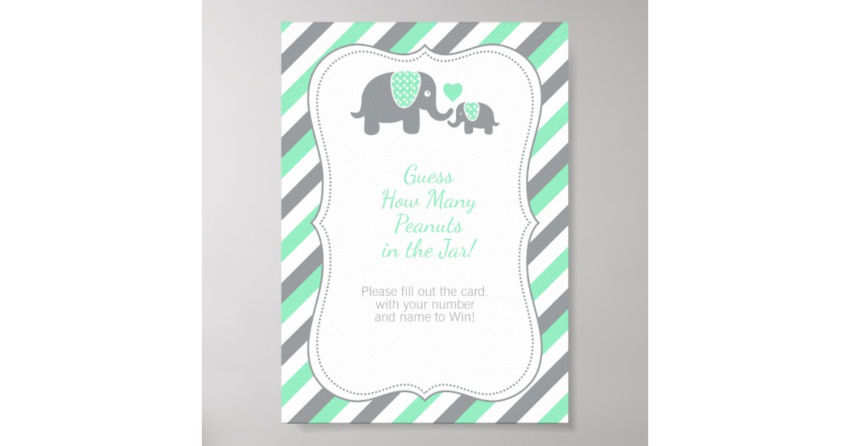 Mint Green and Gray Stripe Elephant -Instructions Poster | Zazzle