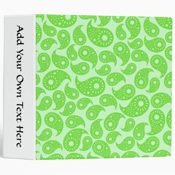 Mint Green and Lime Green Paisley. Vinyl Binder