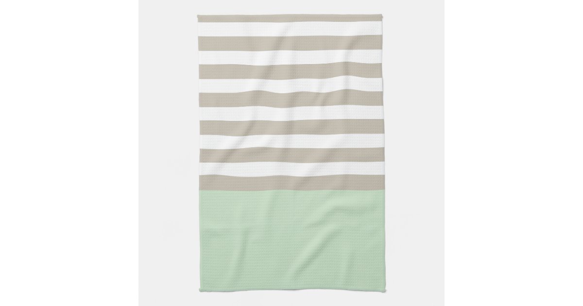 Mint Green and Neutral Gray Striped Pattern Towels | Zazzle