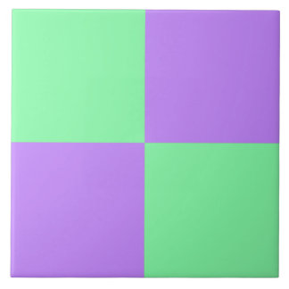 Mint Green and Pastel Purple Checkerboard Tile