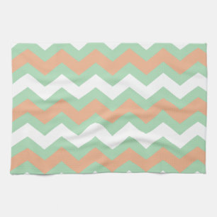 Mint Green and Peach Zigzags Towel