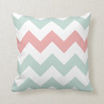 Mint Green And Pink Chevron Pillow by hawkeandbloom at Zazzle