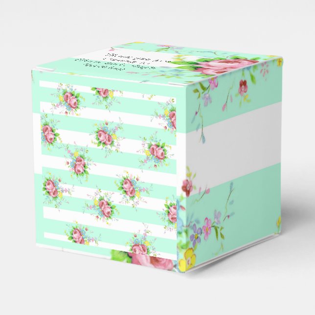 Mint green and Pink Floral Candy Box (Front Side)