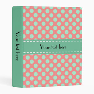 Mint Green and Pink Polka Dot Pattern Mini Binder