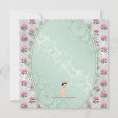 Mint Green and Pink Rose Baby Girl Shower Invitation (Back)