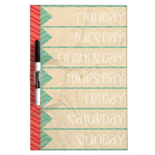 Mint Green and Red To-Do / Schedule / Chore List Dry-Erase Board