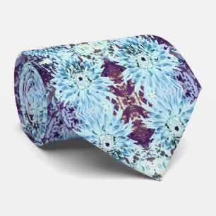 Mint Green and Teal Dahlia Flower Neck Tie