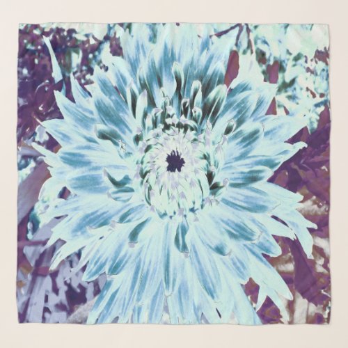 Mint Green and Teal Dahlia Flower Scarf