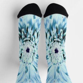 Mint Green and Teal Dahlia Flower Socks