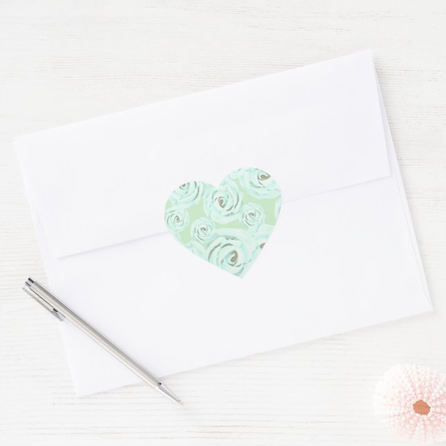 Mint green and teal frosting rose stickers  (Envelope)