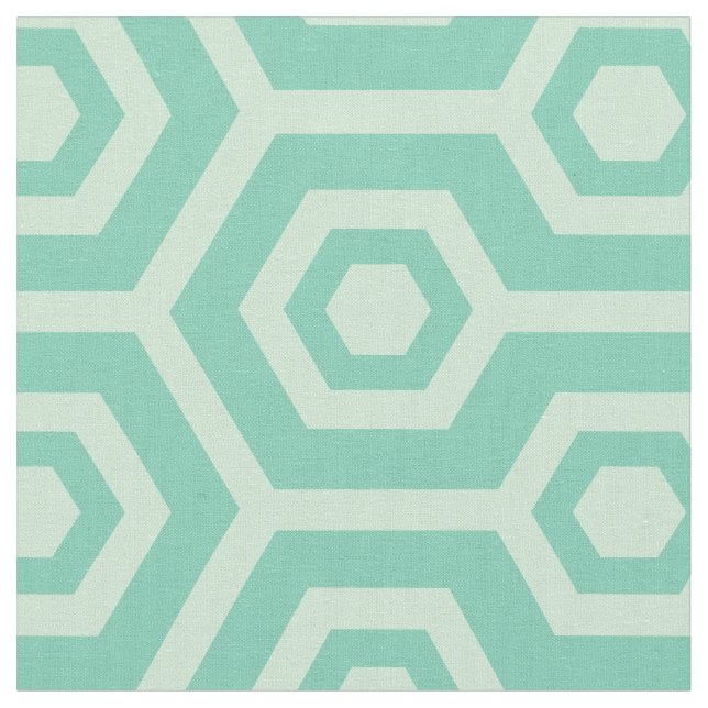 Mint-Green And Teal Green Geometric Pattern Fabric (Close Up)