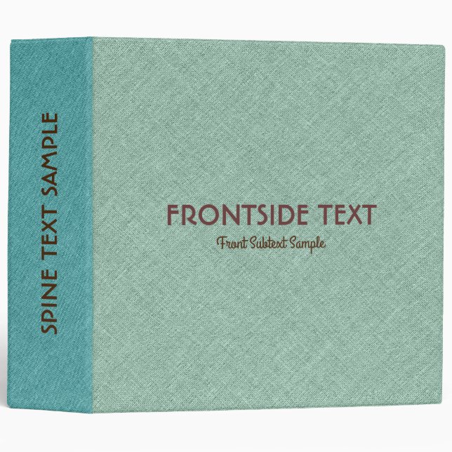 Mint-green and turquoise faux linen texture 3 ring binder (Front/Spine)